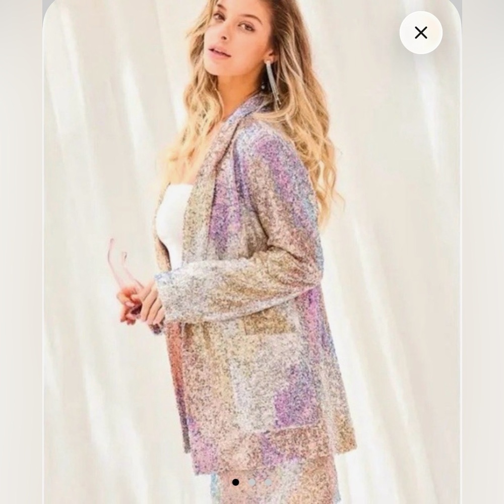 Soft Multicolor Knit Open Blazer